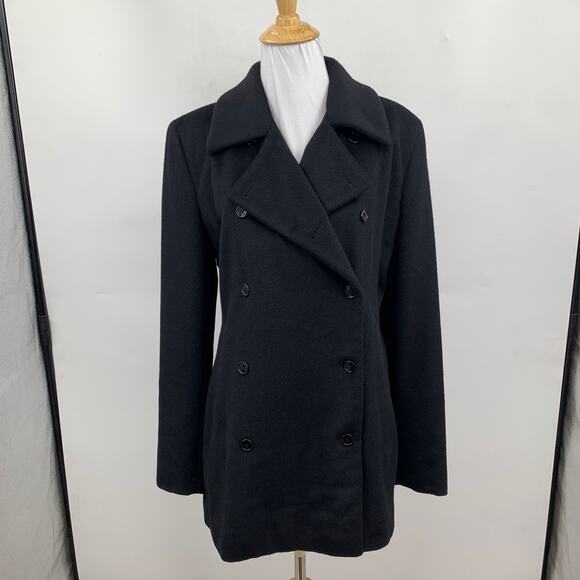 Saks Fifth Avenue Peacoat Womens 10 Black Fleece Shoulder Pads Outerwear Blazer - Picture 2 of 12